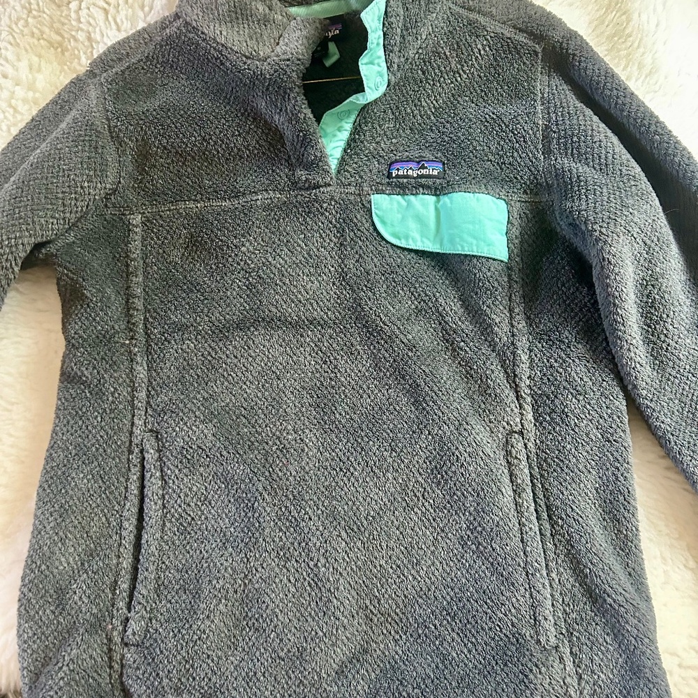 Patagonia re-tool fleece grey and teal M